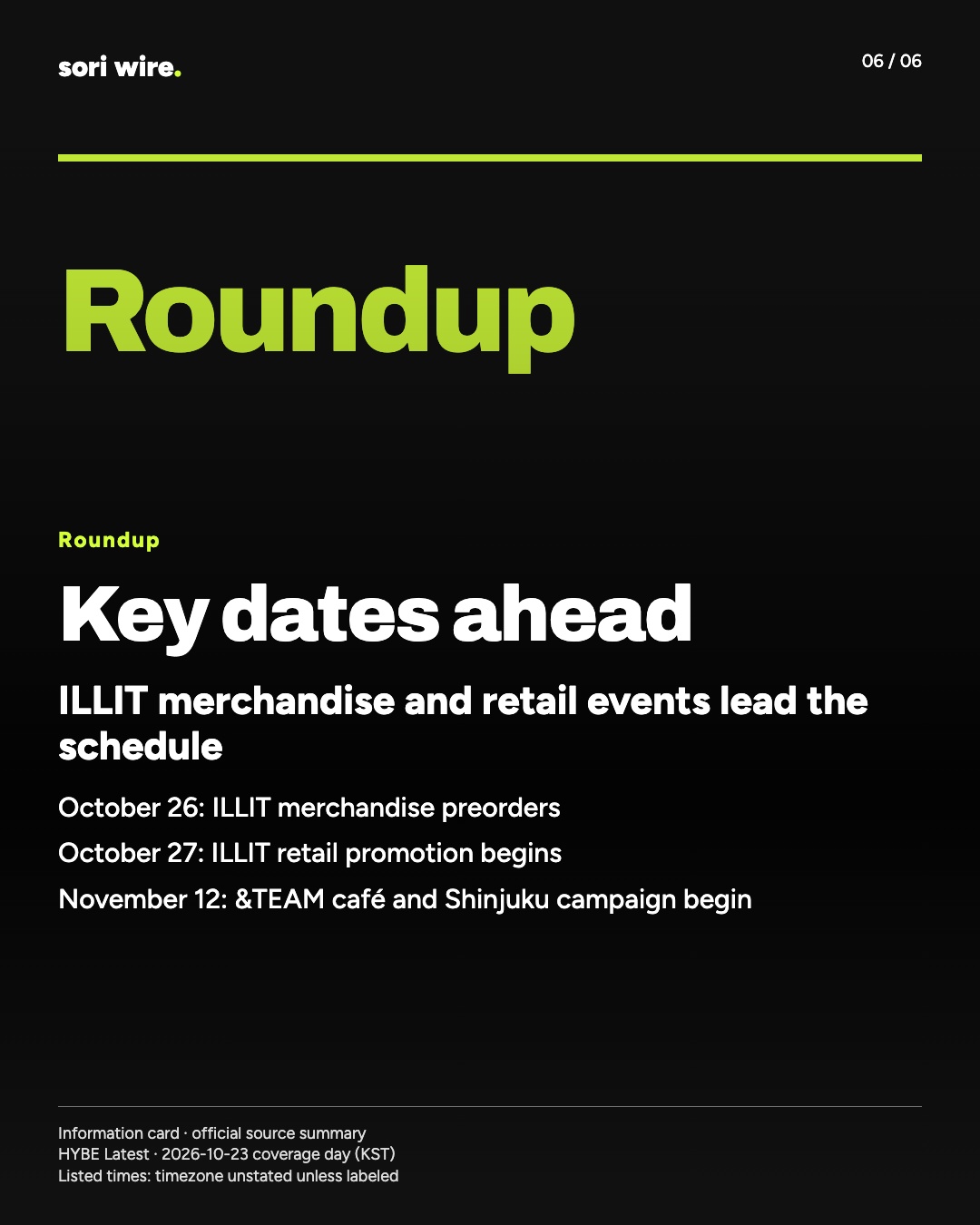 Key dates ahead — ILLIT merchandise and retail events lead the schedule