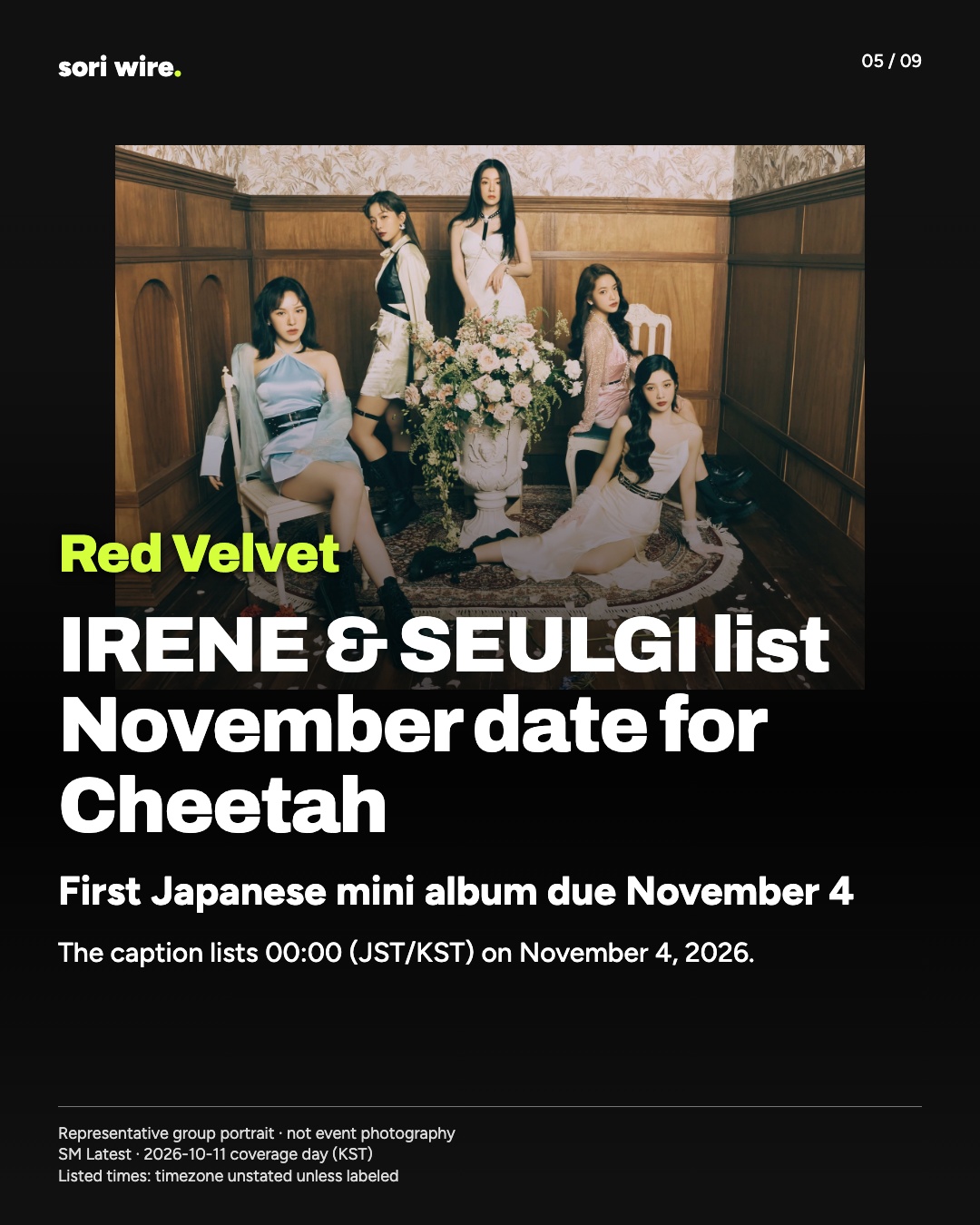 IRENE & SEULGI list November date for Cheetah