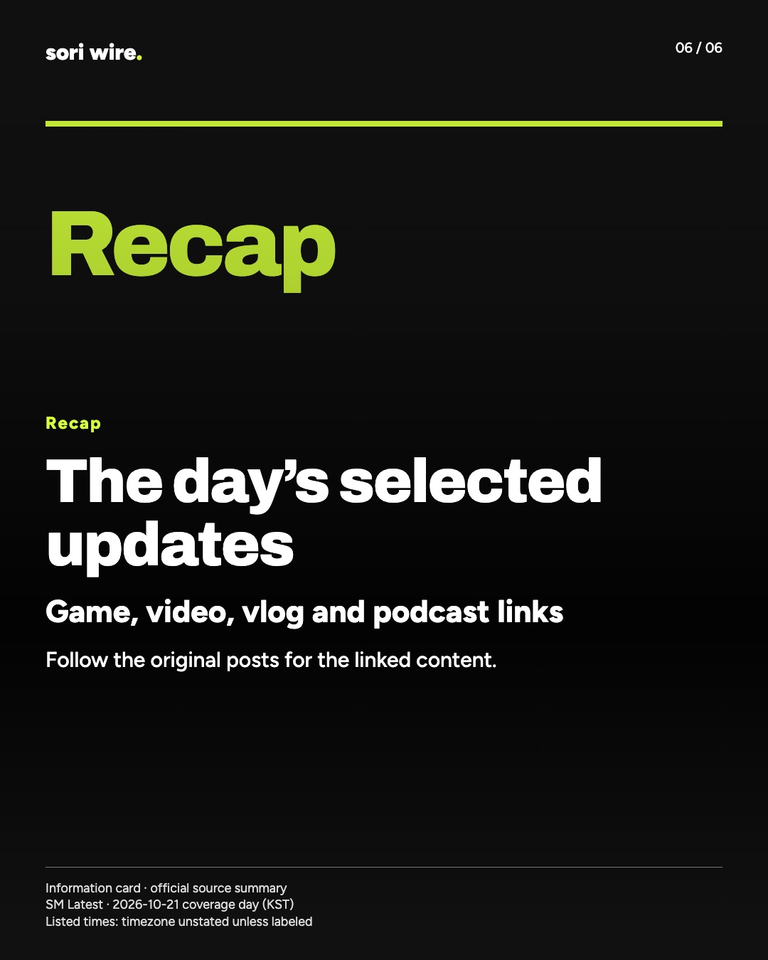 The day’s selected updates — Game, video, vlog and podcast links