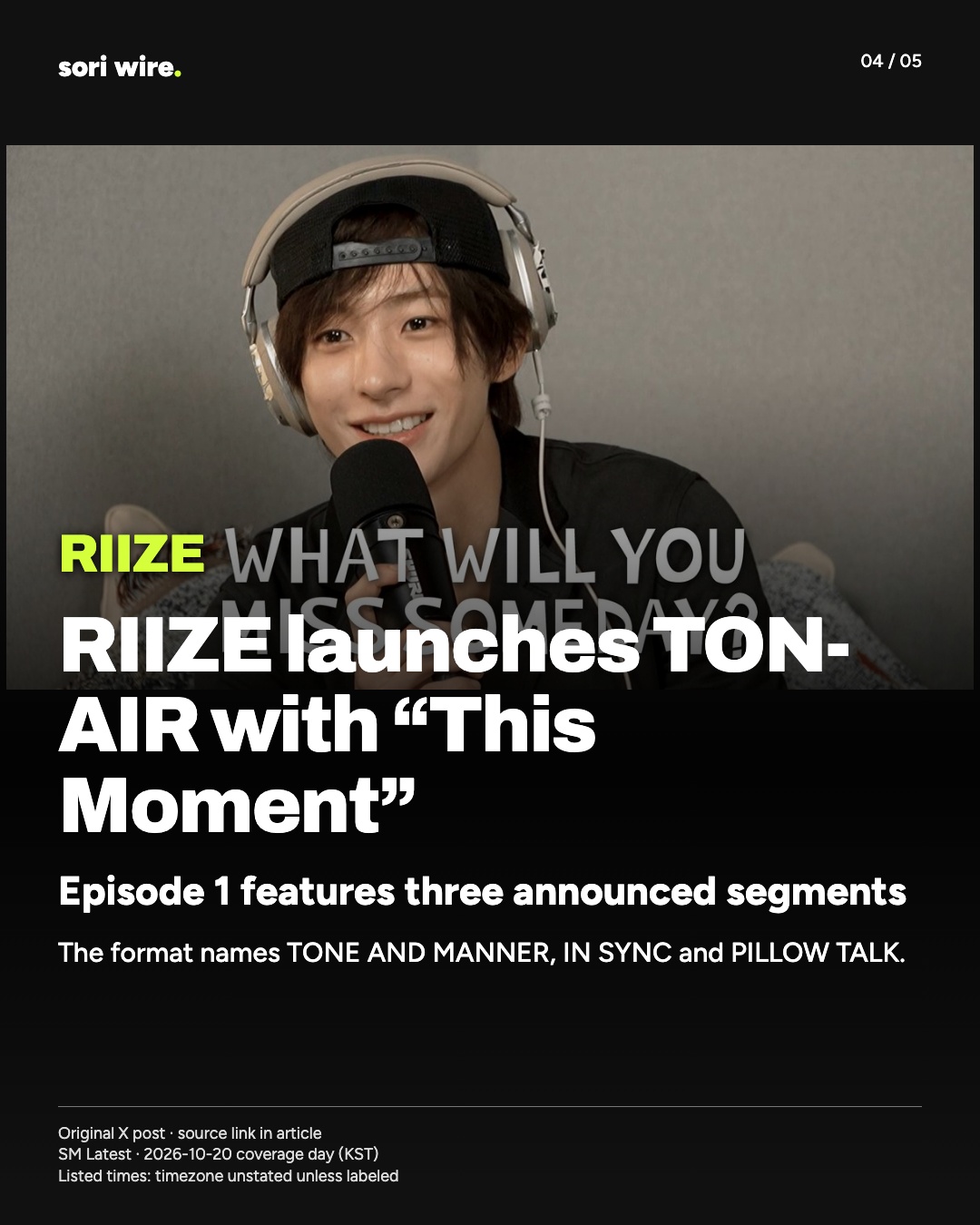 RIIZE launches TON-AIR with “This Moment” — Episode 1 features three announced segments