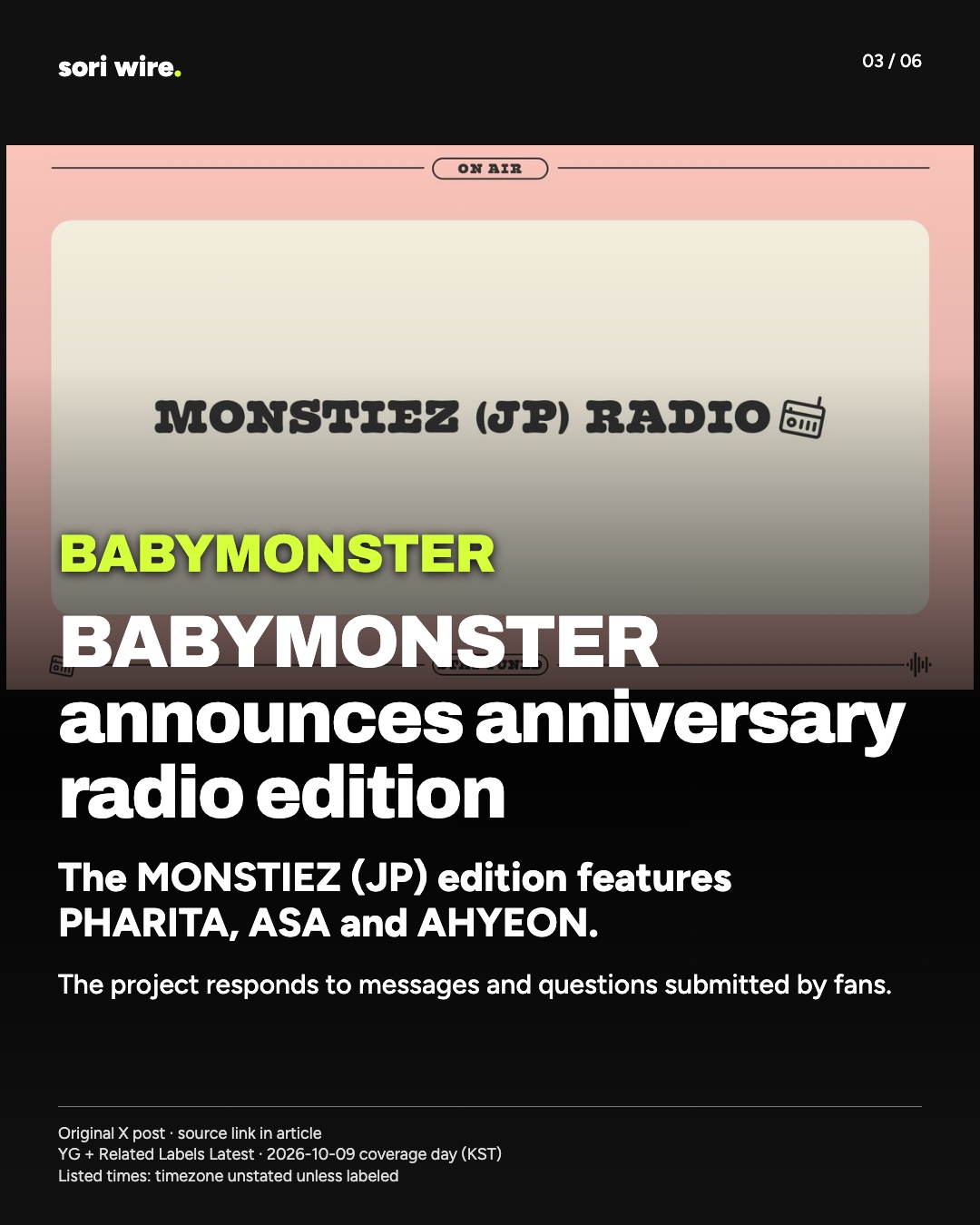 BABYMONSTER announces anniversary radio edition