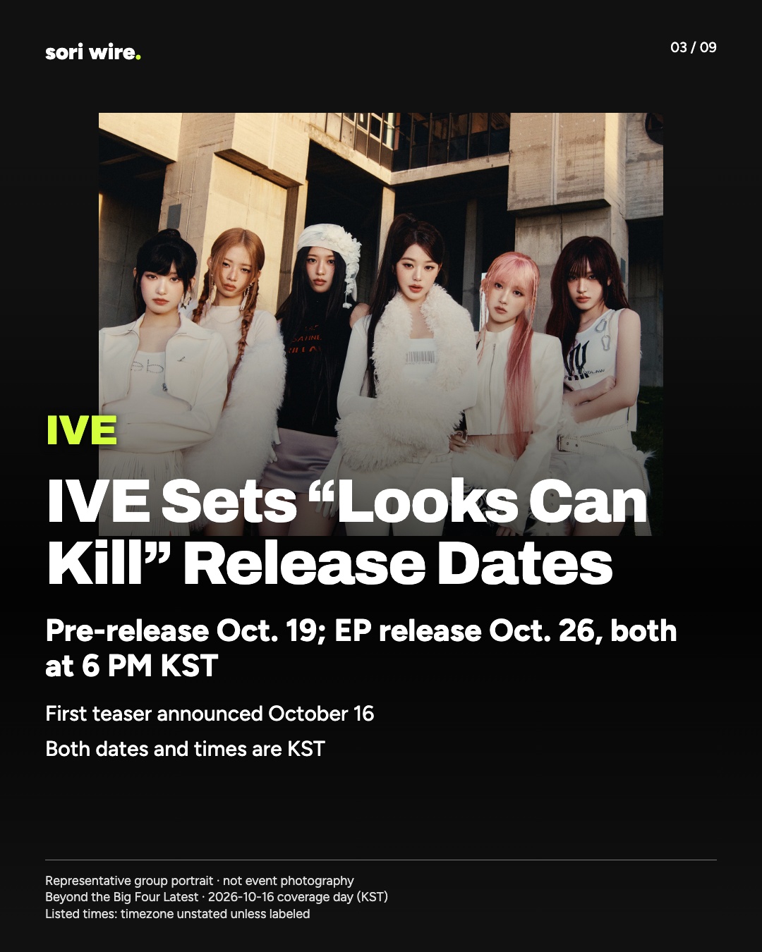 IVE Sets “Looks Can Kill” Release Dates — Pre-release Oct. 19; EP release Oct. 26, both at 6 PM KST