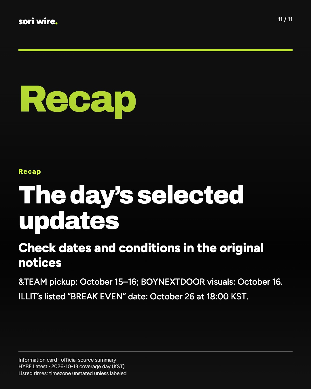 The day’s selected updates — Check dates and conditions in the original notices