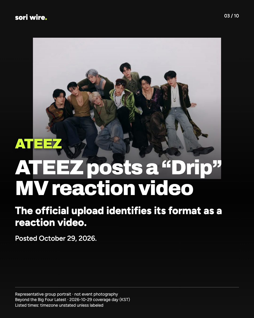 ATEEZ posts a “Drip” MV reaction video — The official upload identifies its format as a reaction video.