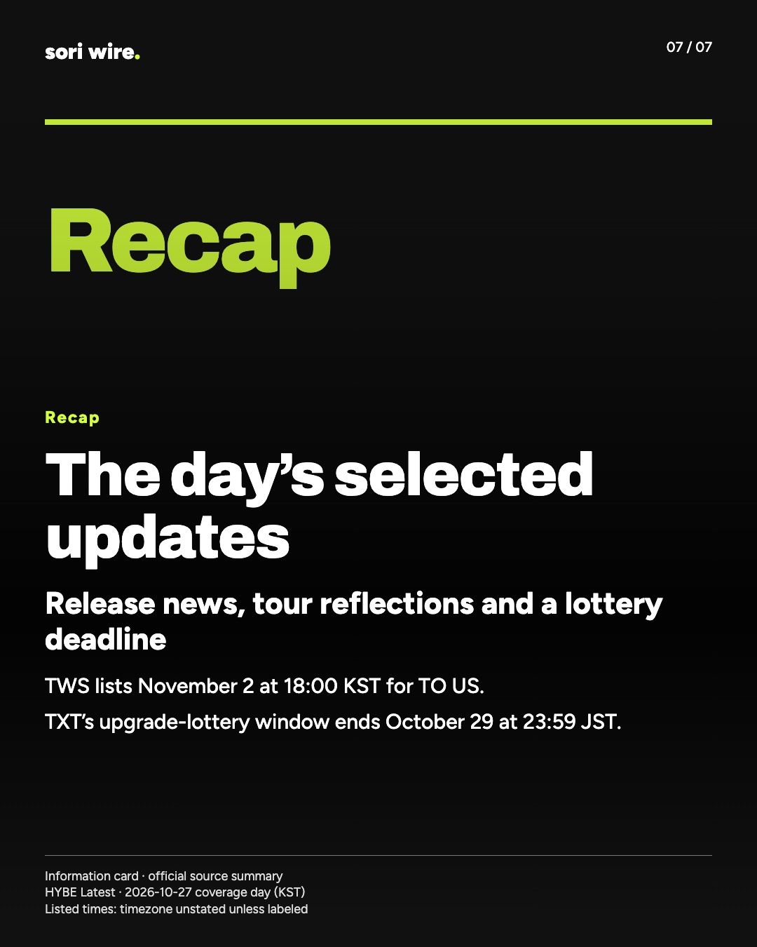The day’s selected updates — Release news, tour reflections and a lottery deadline