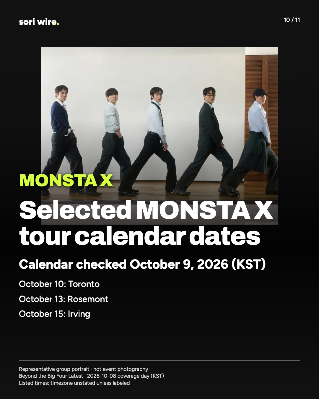 Selected MONSTA X tour calendar dates