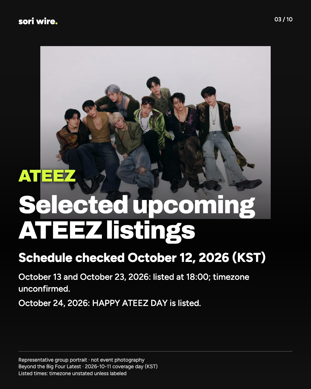 Selected upcoming ATEEZ listings