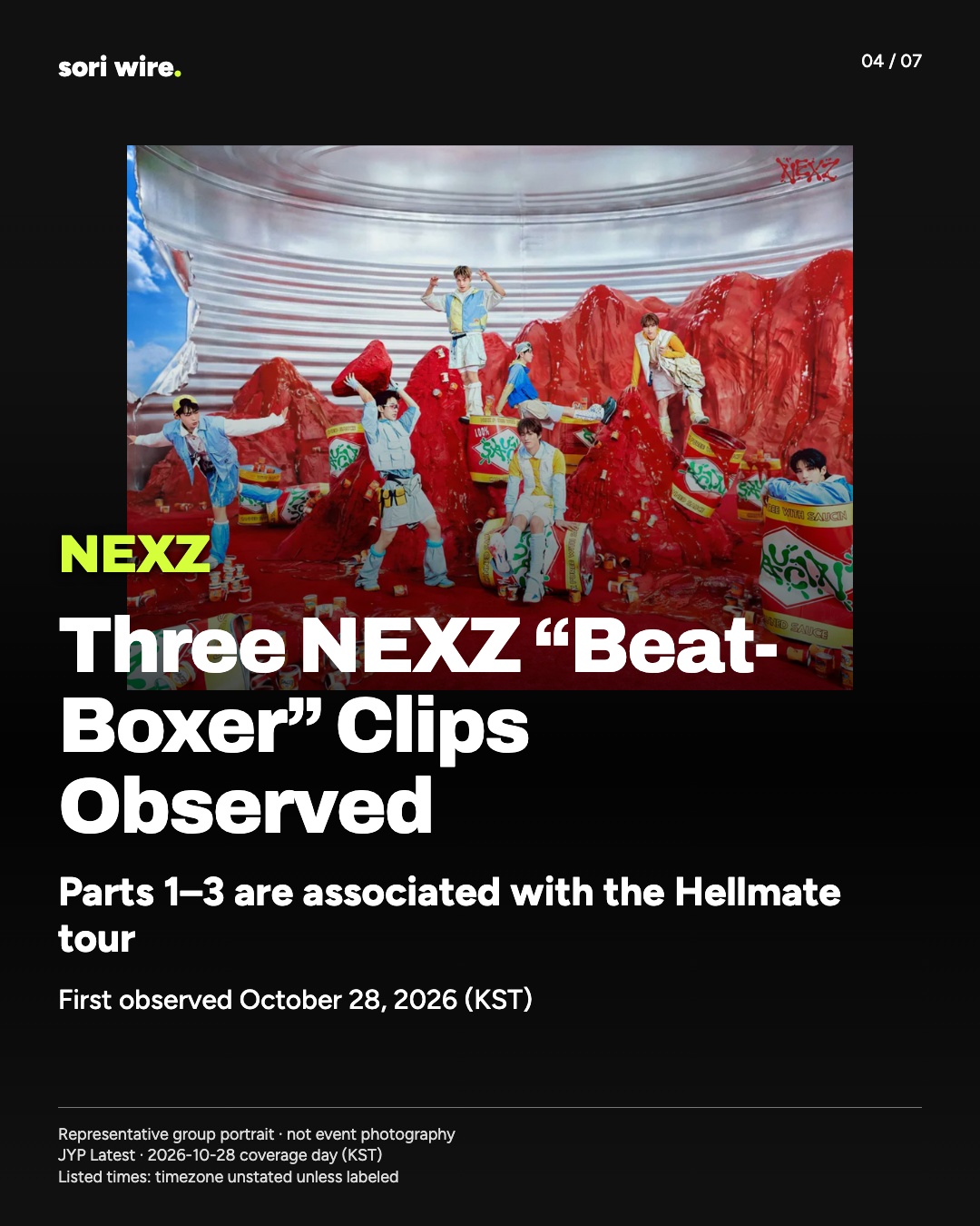 Three NEXZ “Beat-Boxer” Clips Observed — Parts 1–3 are associated with the Hellmate tour