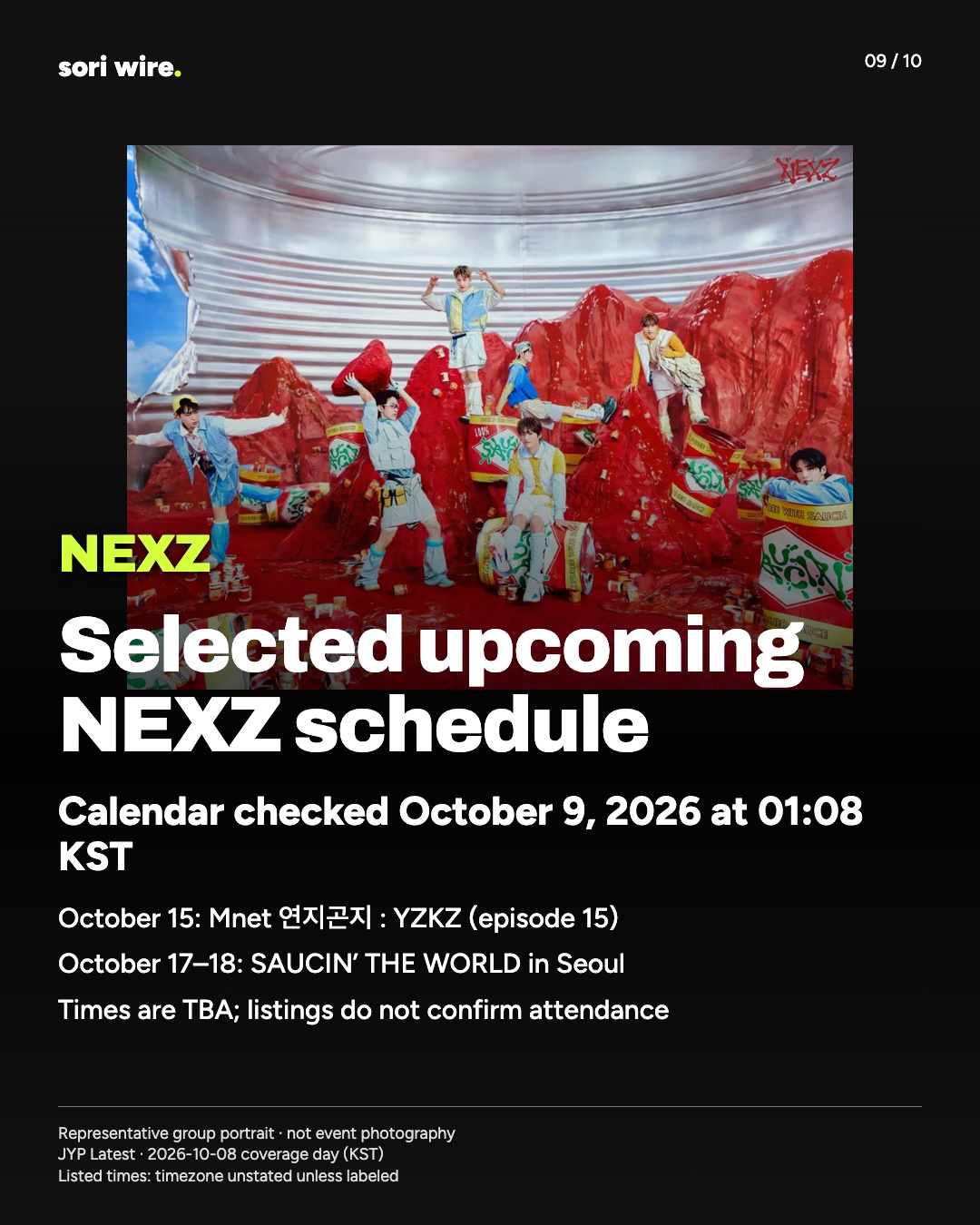 Selected upcoming NEXZ schedule