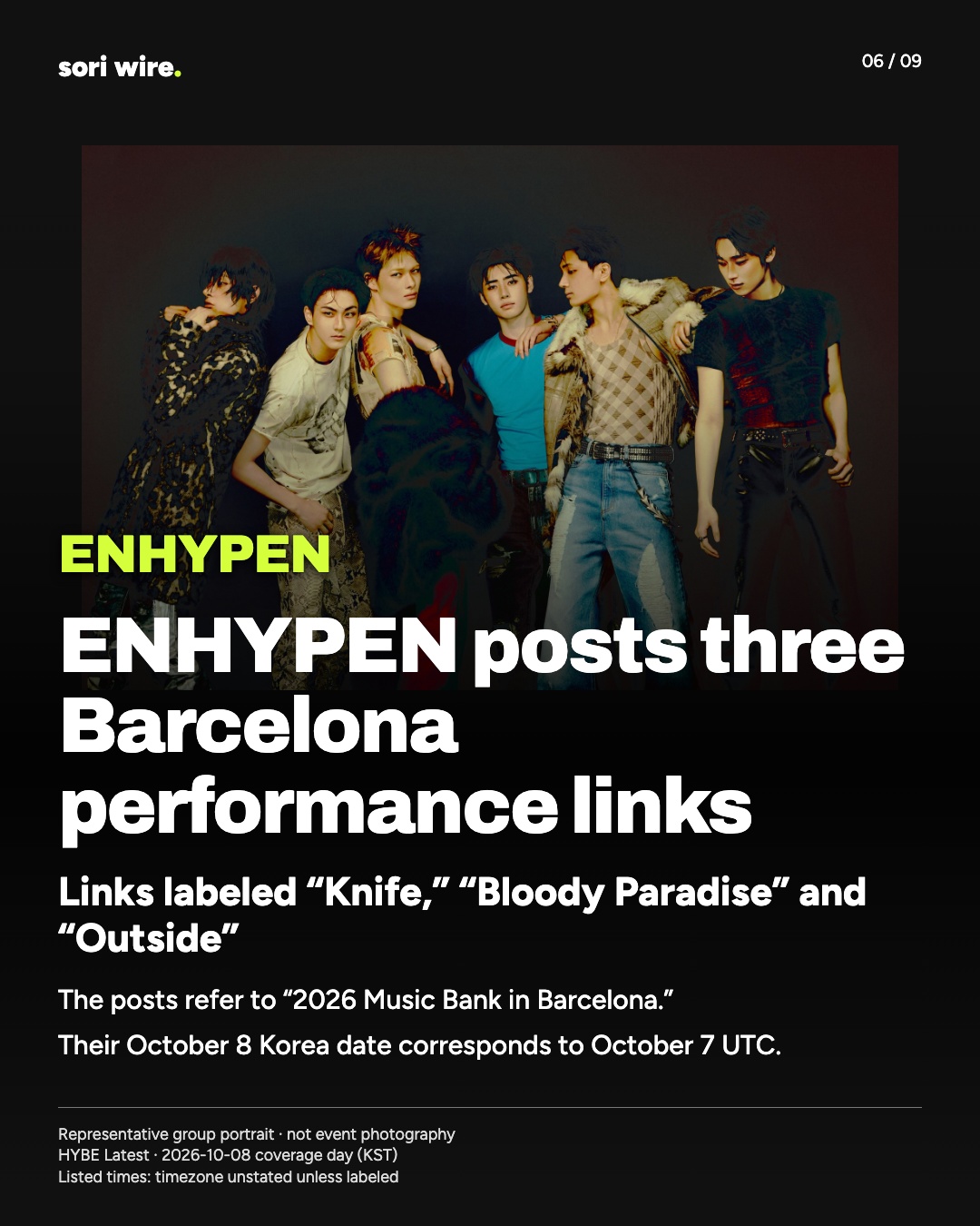 ENHYPEN posts three Barcelona performance links