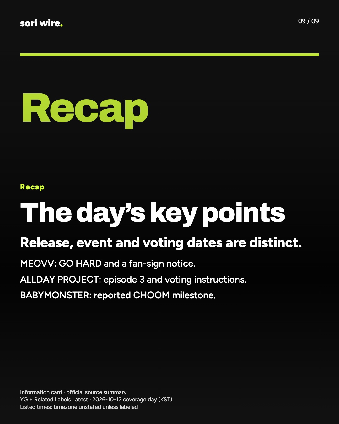 The day’s key points