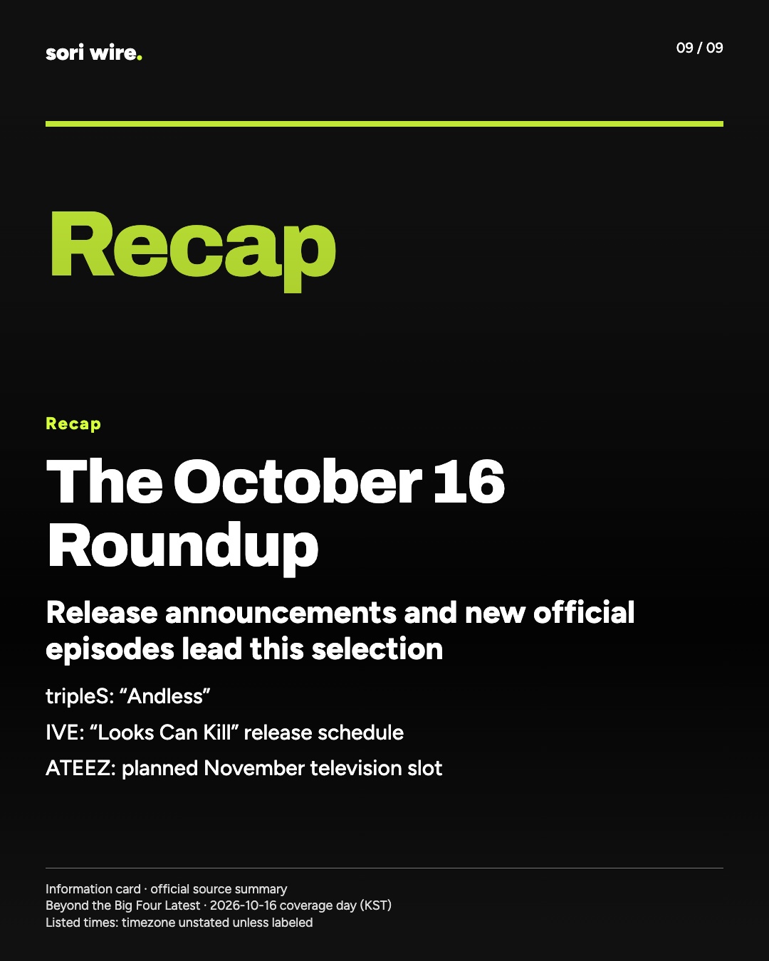 The October 16 Roundup — Release announcements and new official episodes lead this selection