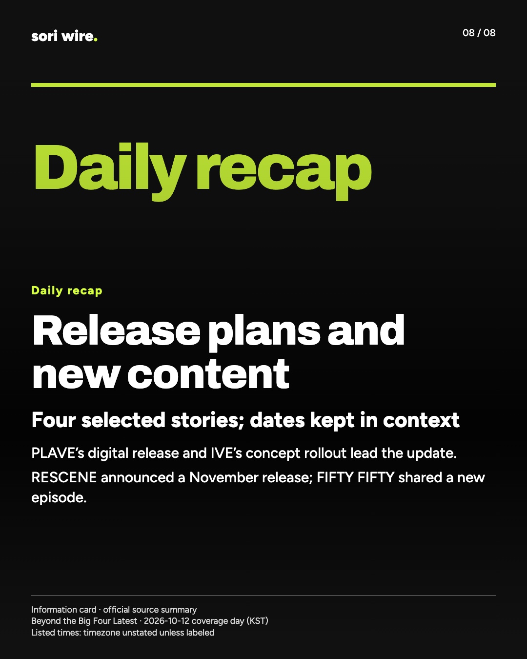 Release plans and new content