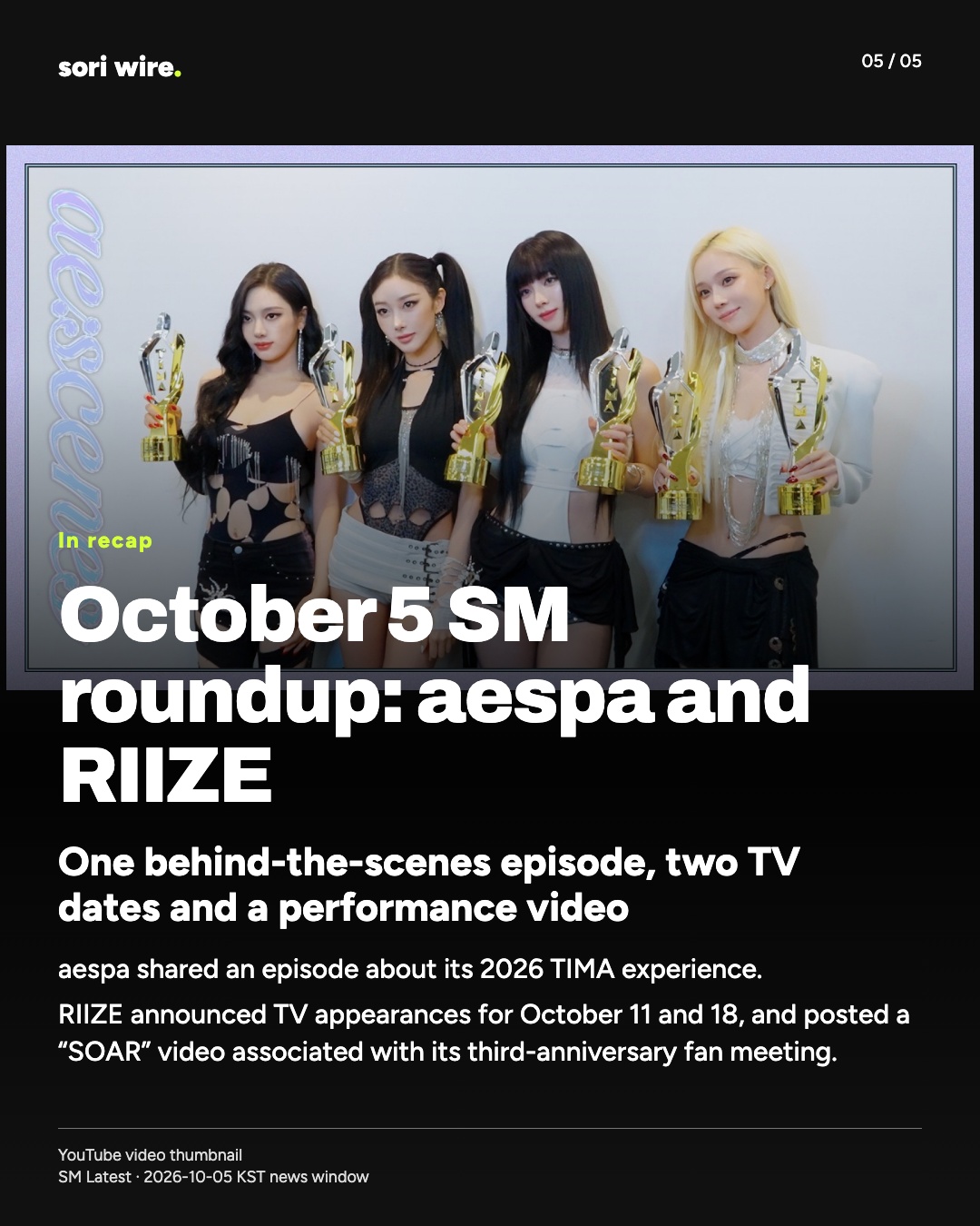 October 5 SM roundup: aespa and RIIZE
