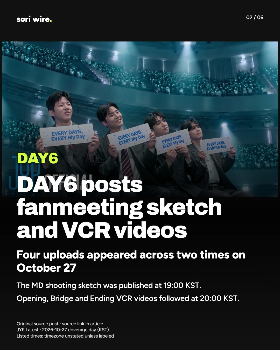 DAY6 posts fanmeeting sketch and VCR videos — Four uploads appeared across two times on October 27