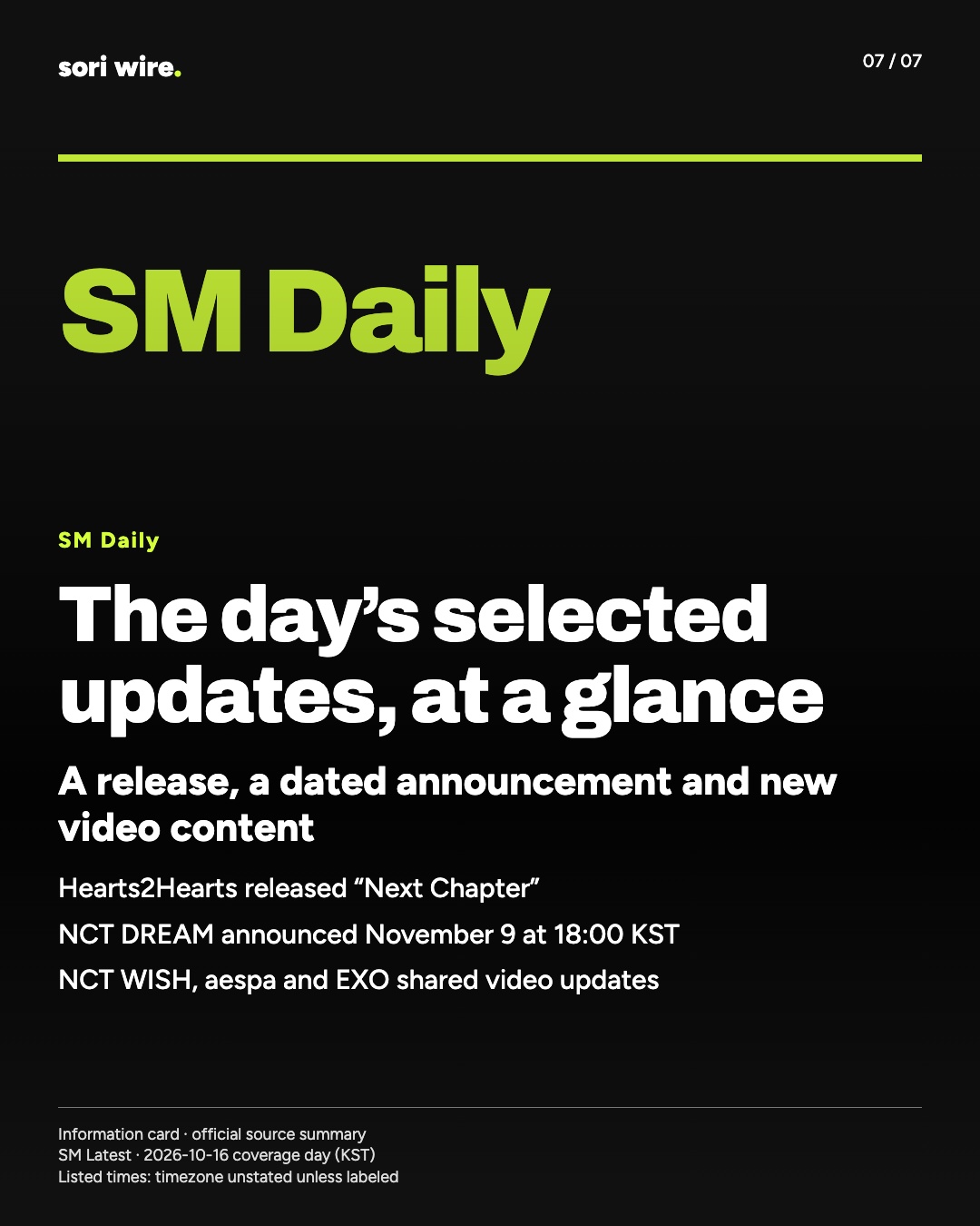 The day’s selected updates, at a glance — A release, a dated announcement and new video content