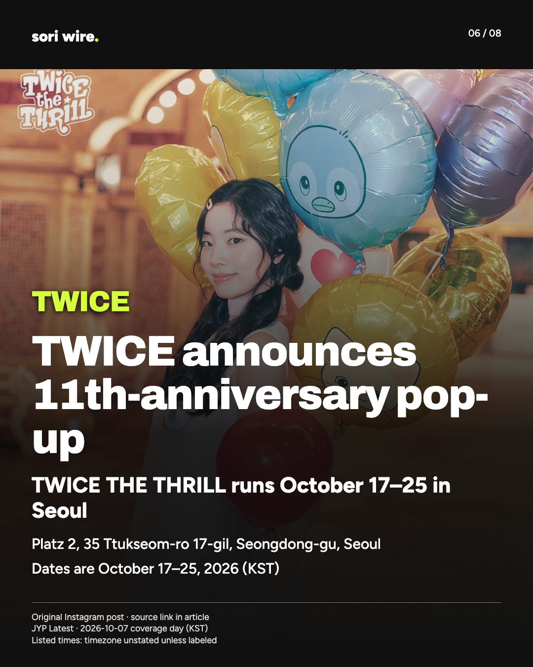 TWICE announces 11th-anniversary pop-up