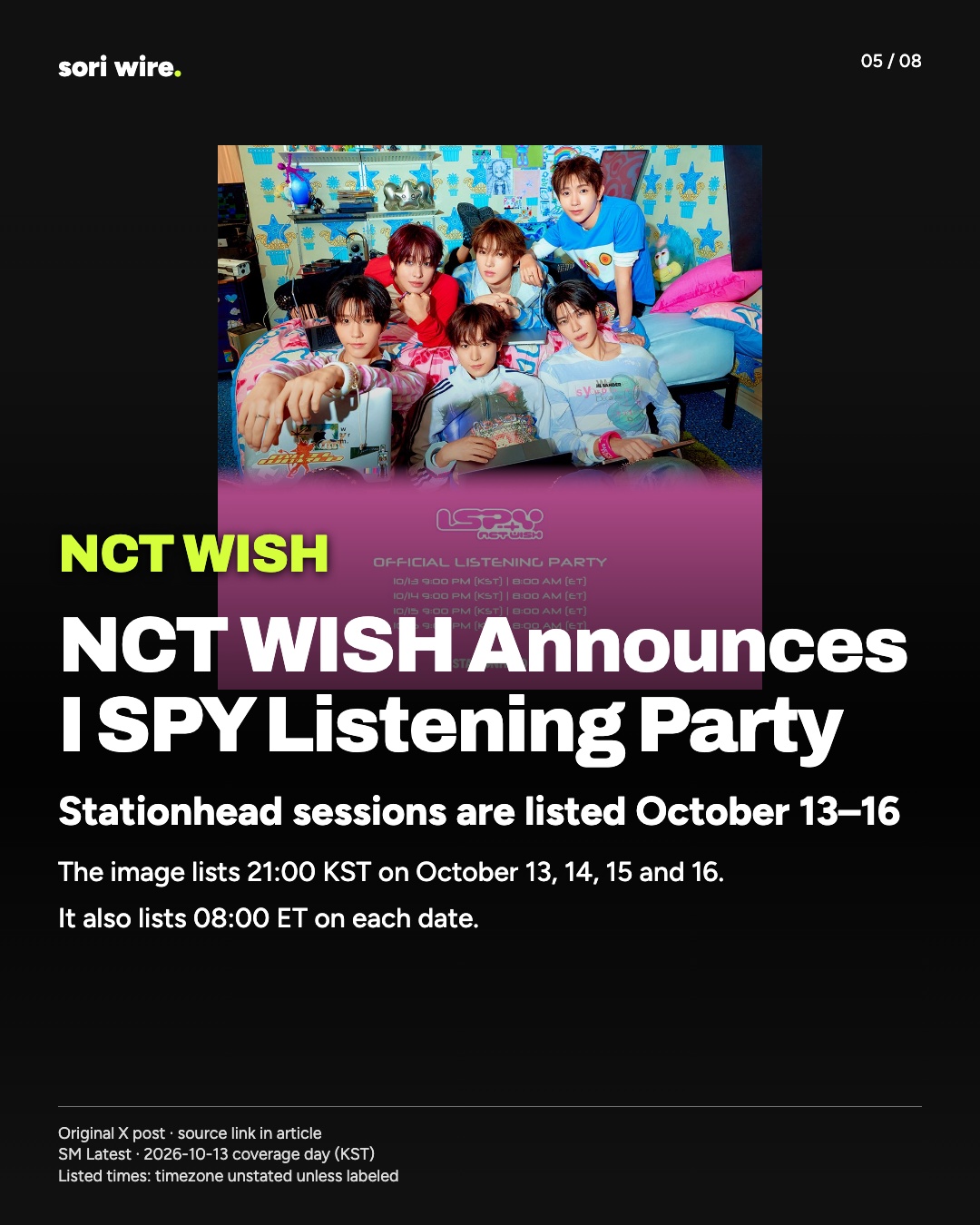 NCT WISH Announces I SPY Listening Party — Stationhead sessions are listed October 13–16