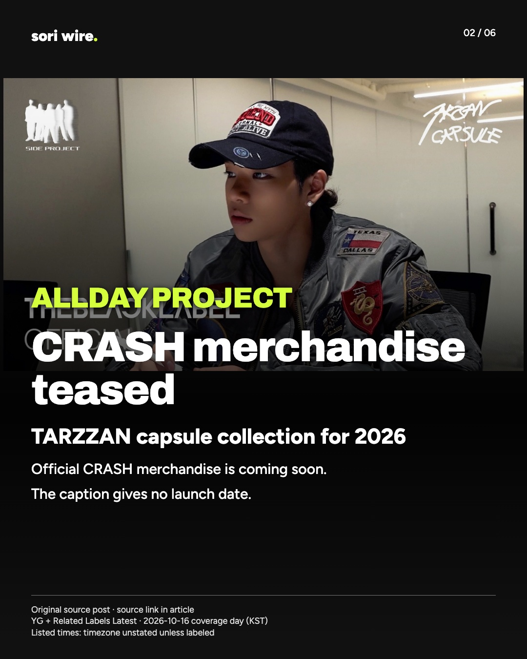 CRASH merchandise teased — TARZZAN capsule collection for 2026