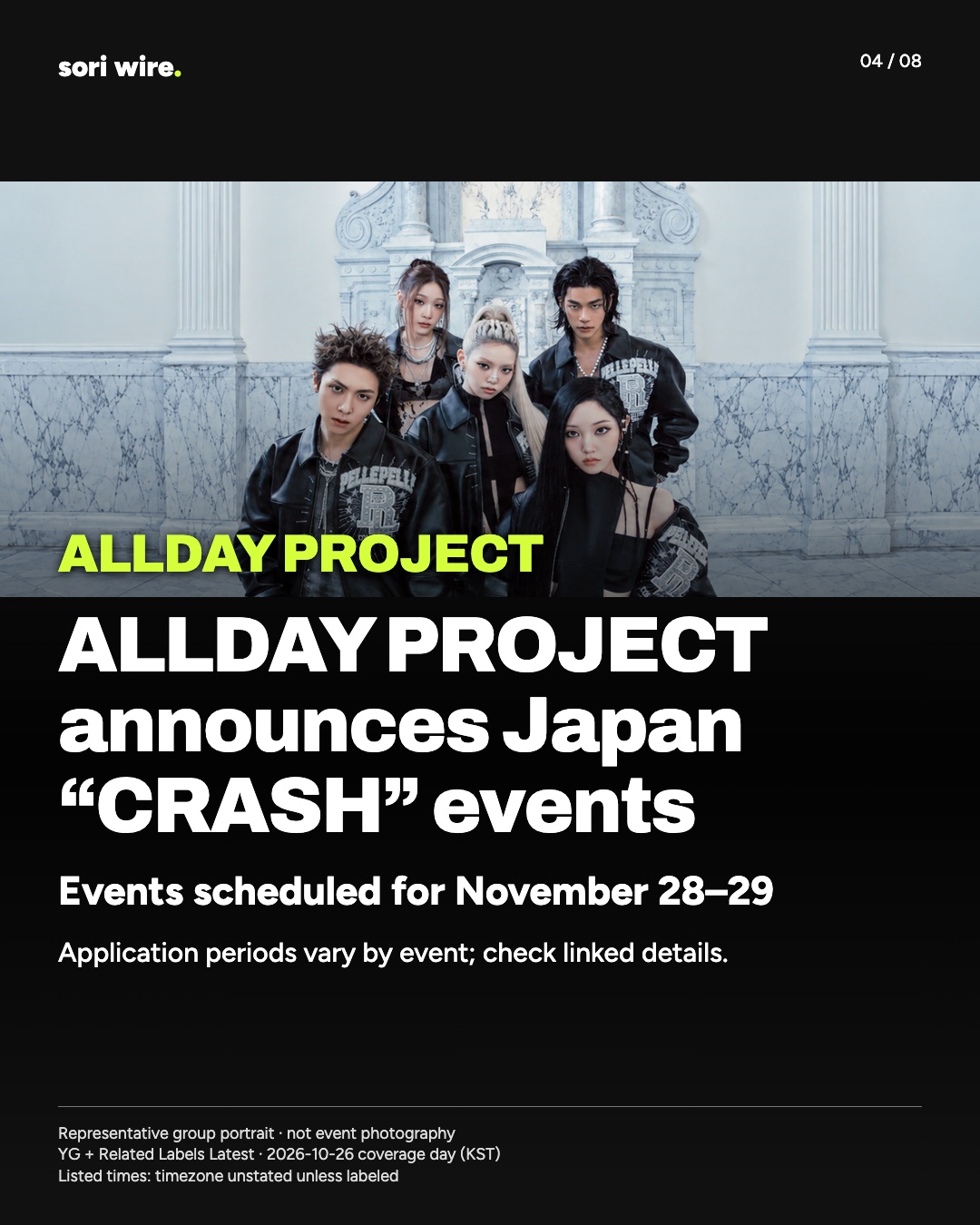 ALLDAY PROJECT announces Japan “CRASH” events — Events scheduled for November 28–29