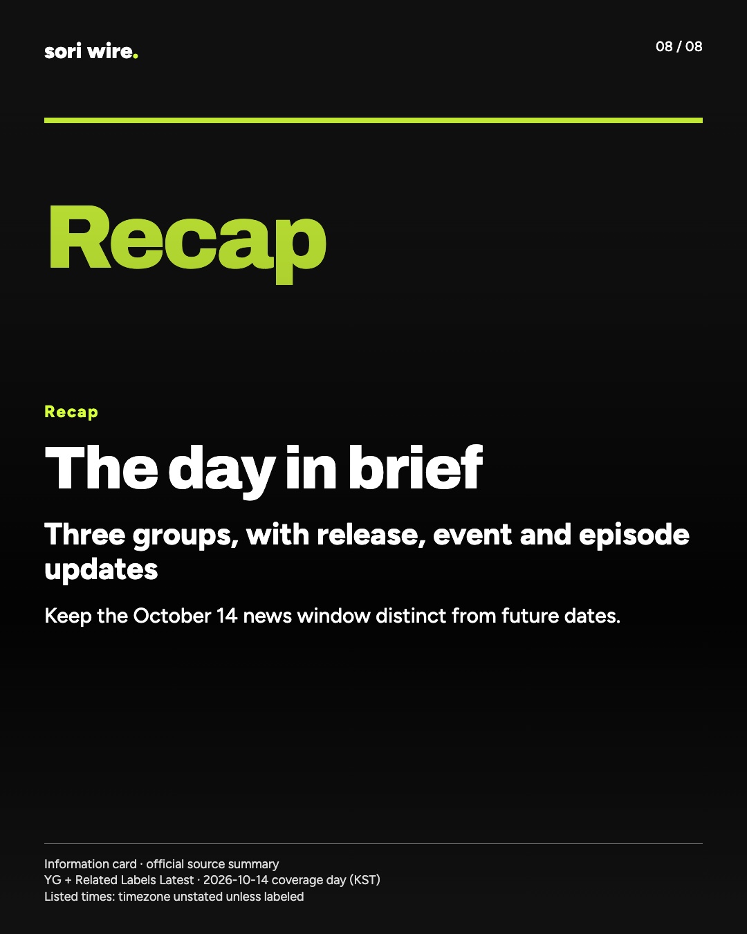 The day in brief — Three groups, with release, event and episode updates