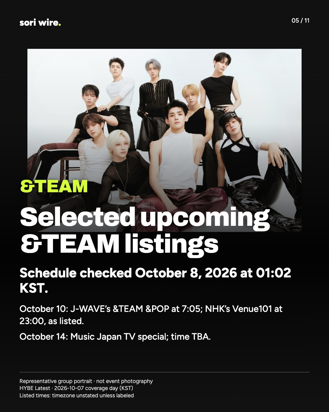 Selected upcoming &TEAM listings