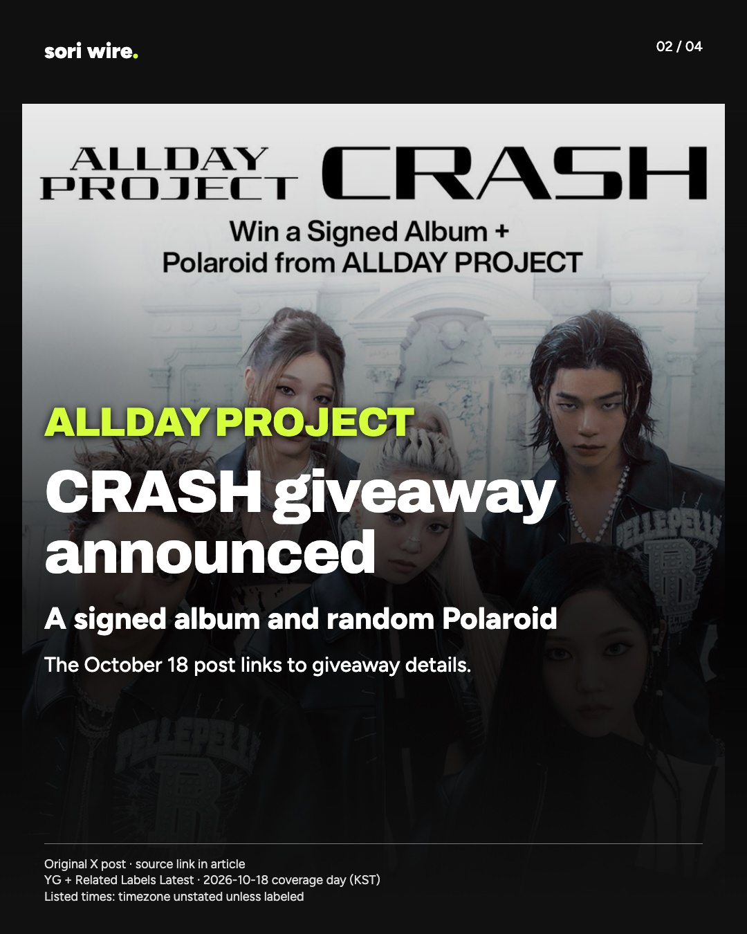 CRASH giveaway announced — A signed album and random Polaroid