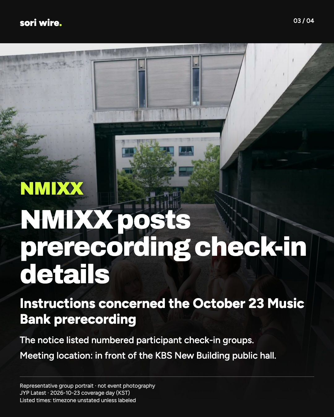 NMIXX posts prerecording check-in details — Instructions concerned the October 23 Music Bank prerecording
