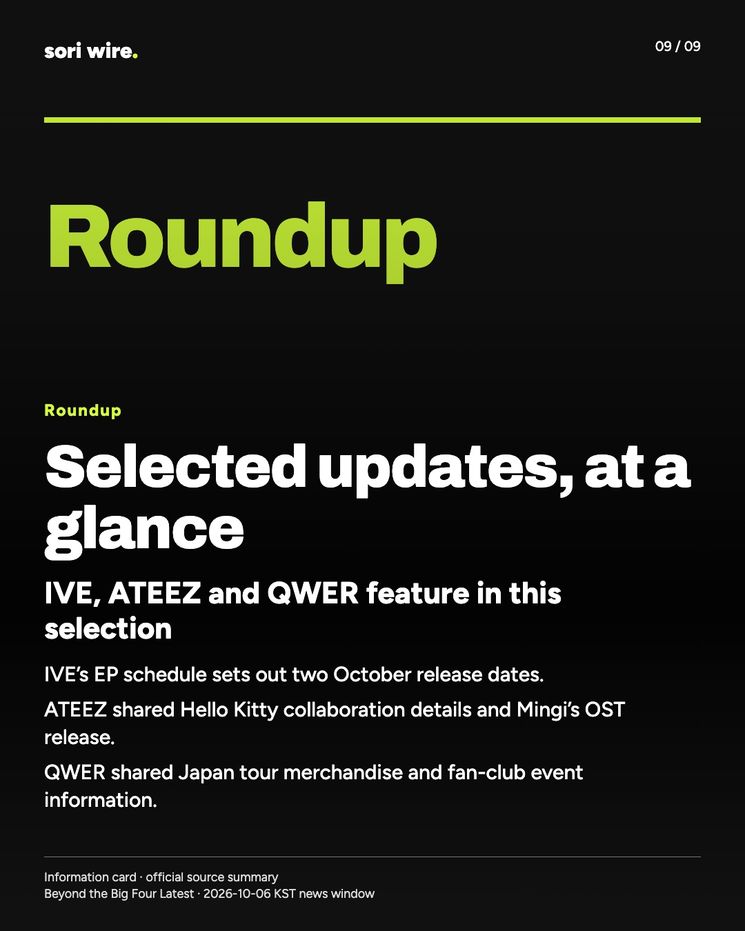 Selected updates, at a glance