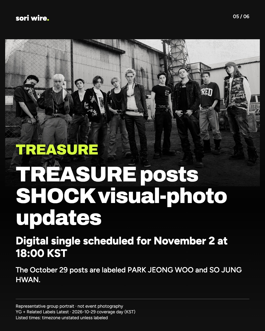 TREASURE posts SHOCK visual-photo updates — Digital single scheduled for November 2 at 18:00 KST
