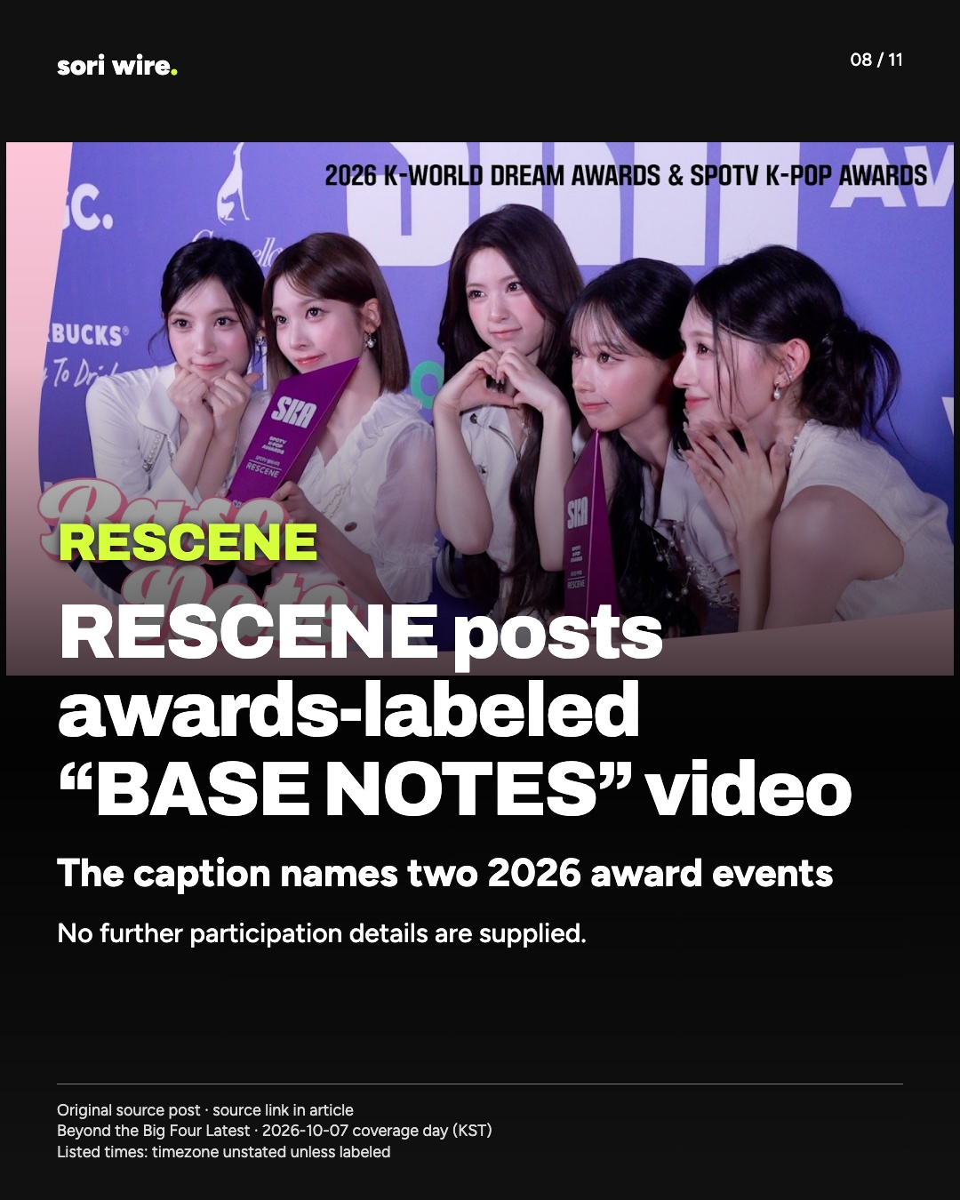 RESCENE posts awards-labeled “BASE NOTES” video