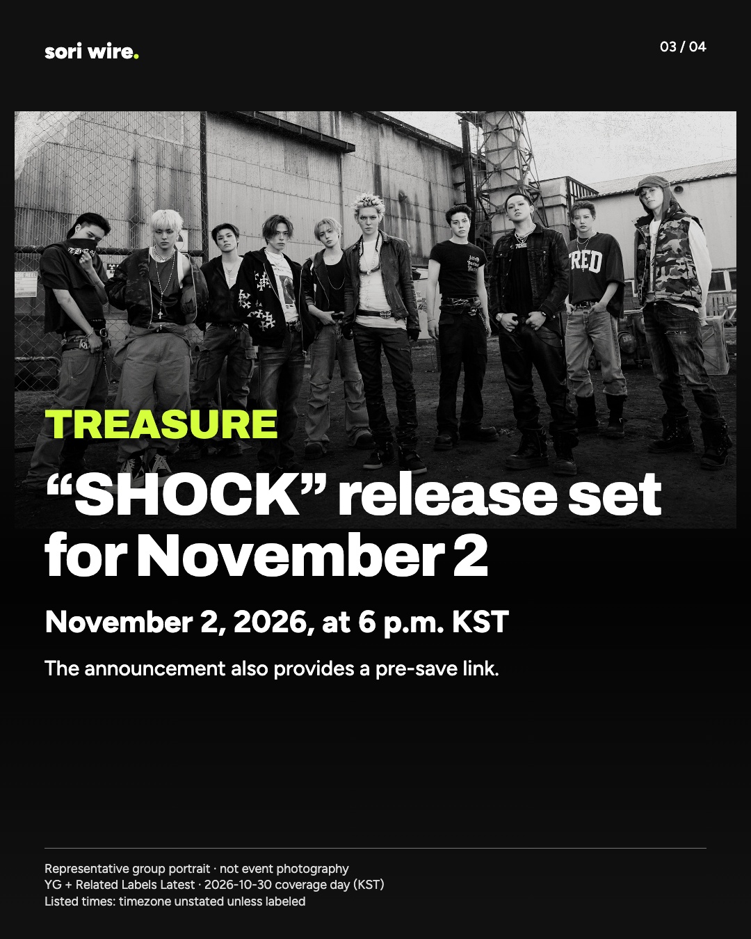 “SHOCK” release set for November 2 — November 2, 2026, at 6 p.m. KST