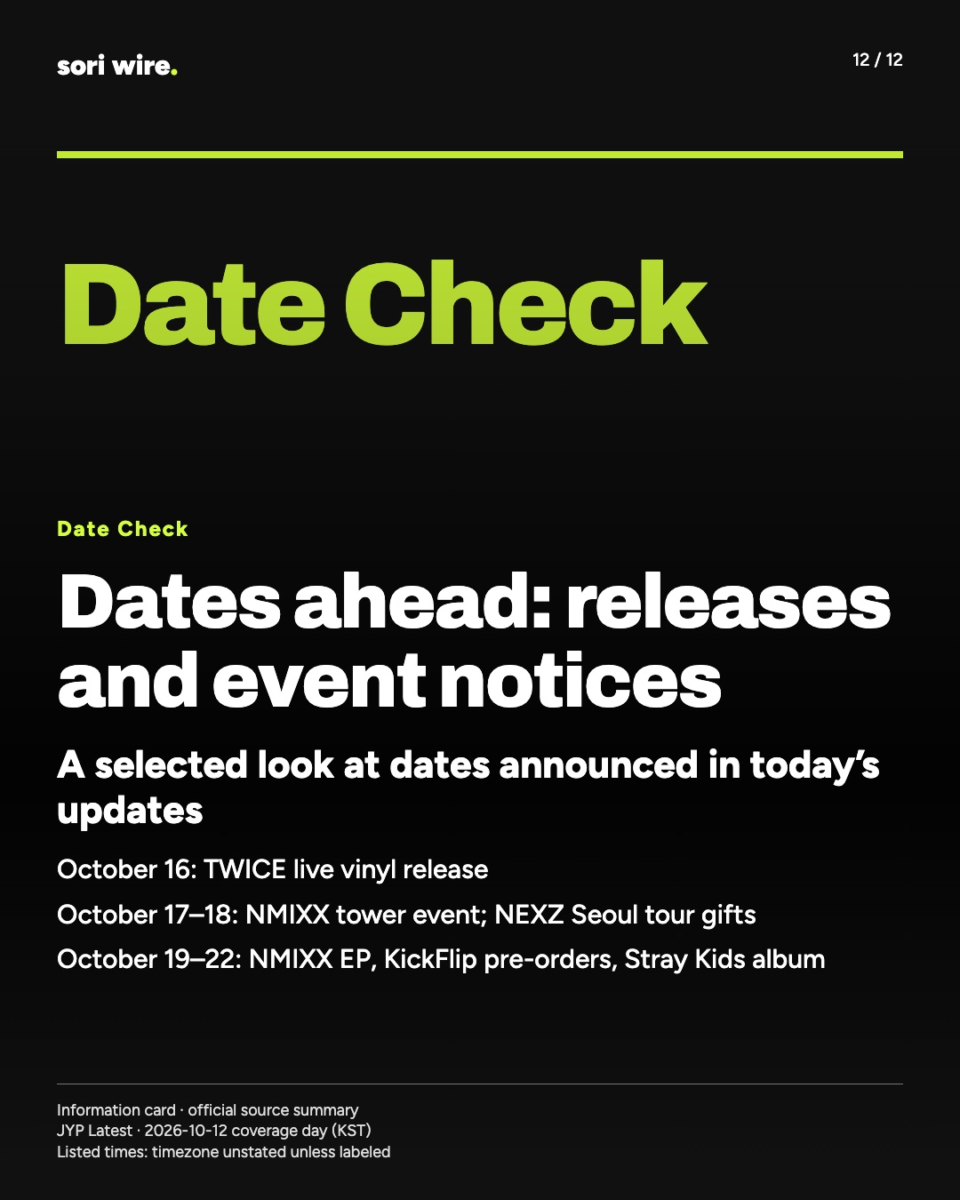 Dates ahead: releases and event notices — A selected look at dates announced in today’s updates