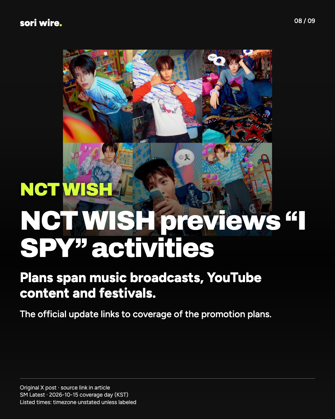 NCT WISH previews “I SPY” activities — Plans span music broadcasts, YouTube content and festivals.