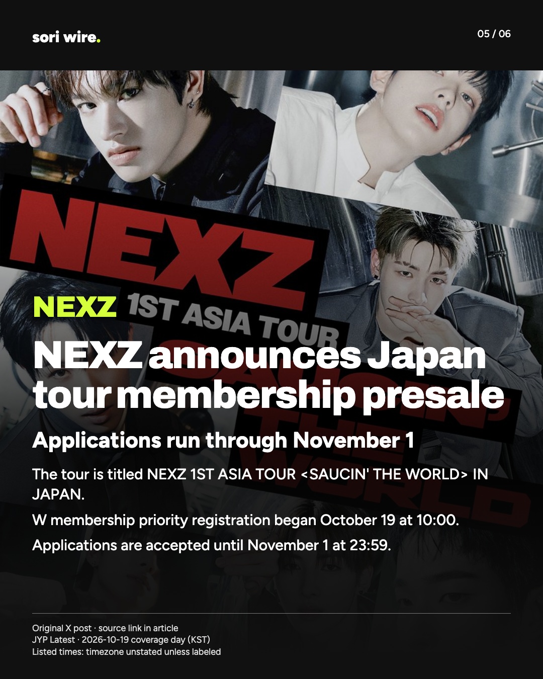 NEXZ announces Japan tour membership presale — Applications run through November 1