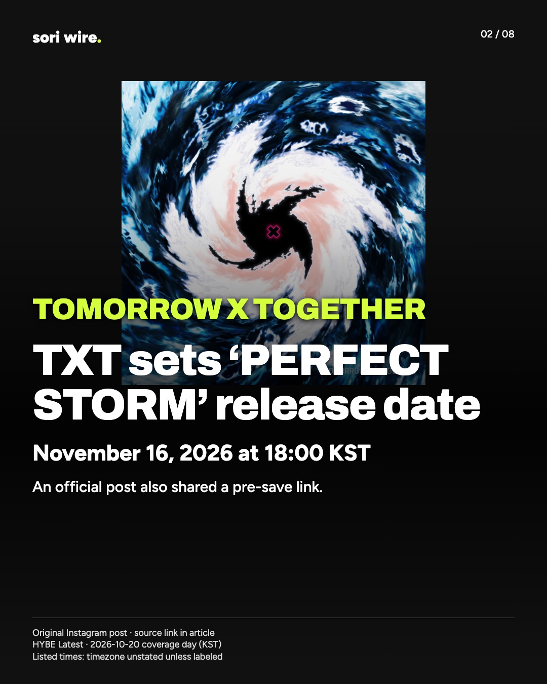 TXT sets ‘PERFECT STORM’ release date — November 16, 2026 at 18:00 KST