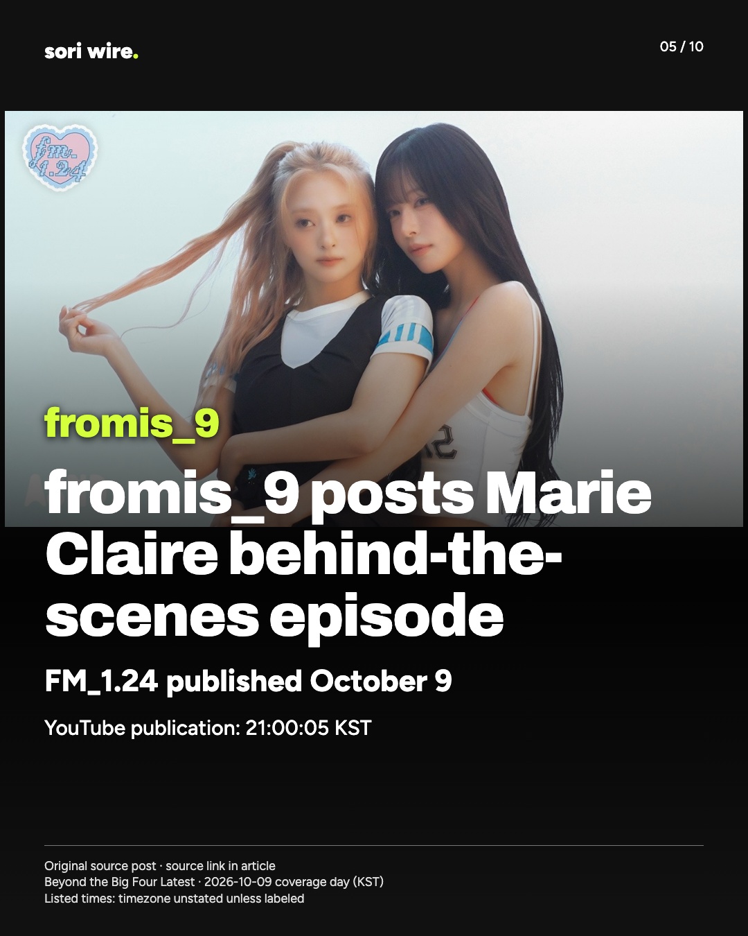 fromis_9 posts Marie Claire behind-the-scenes episode