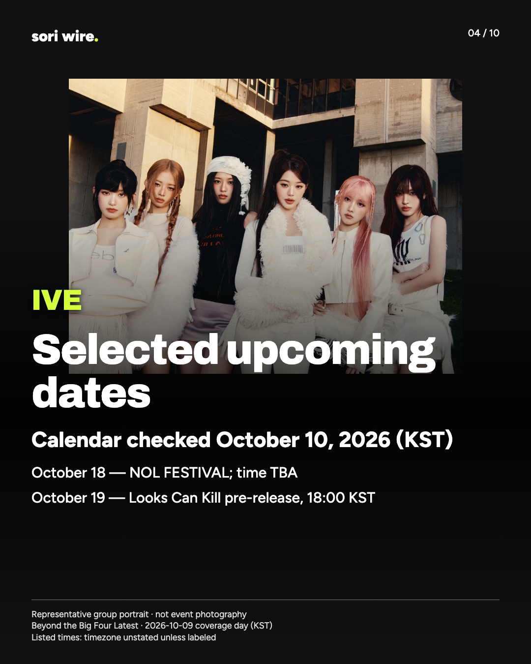 Selected upcoming dates