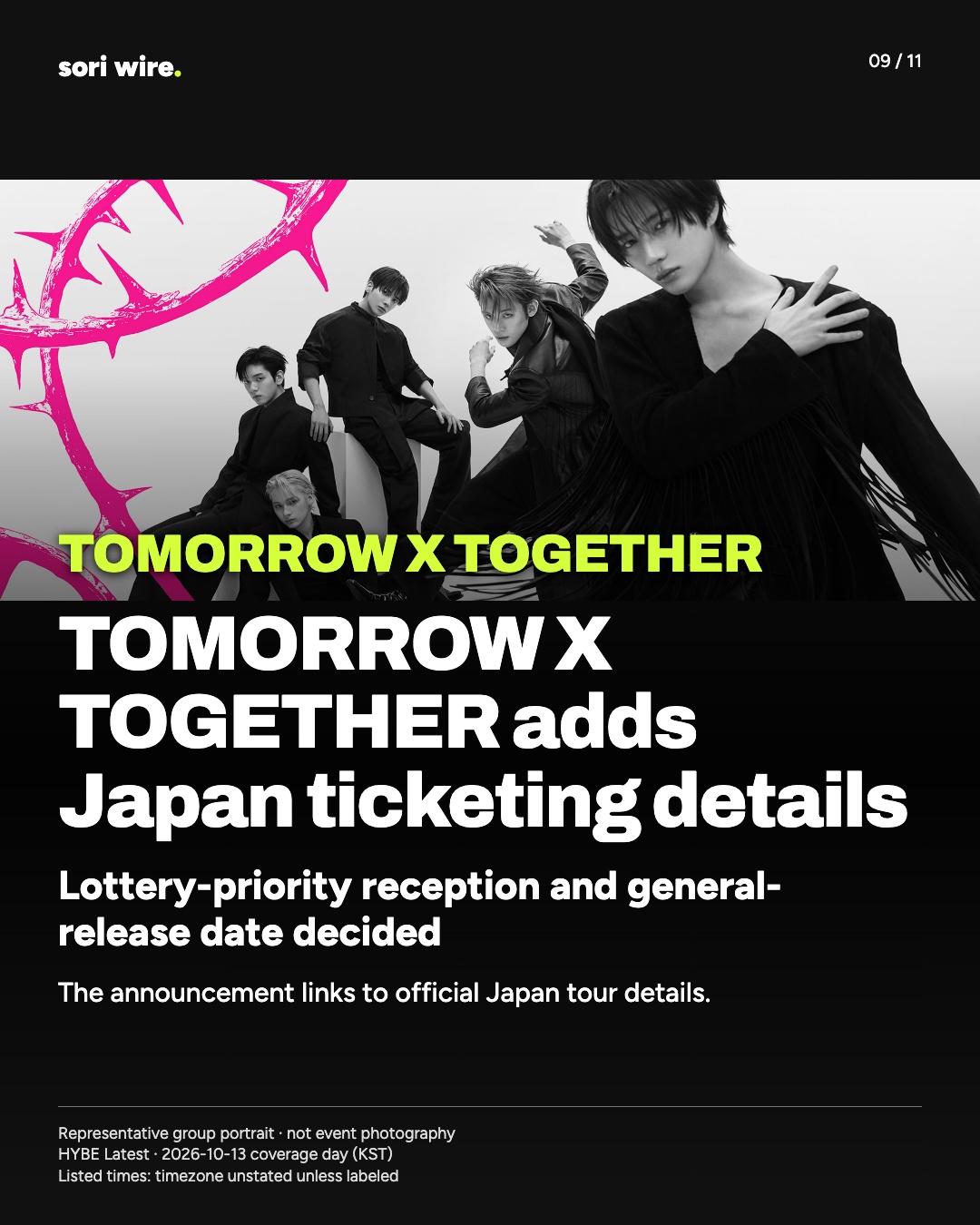 TOMORROW X TOGETHER adds Japan ticketing details — Lottery-priority reception and general-release date decided