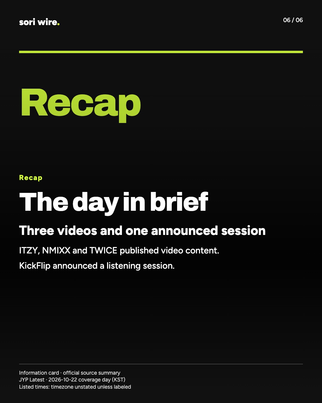 The day in brief — Three videos and one announced session