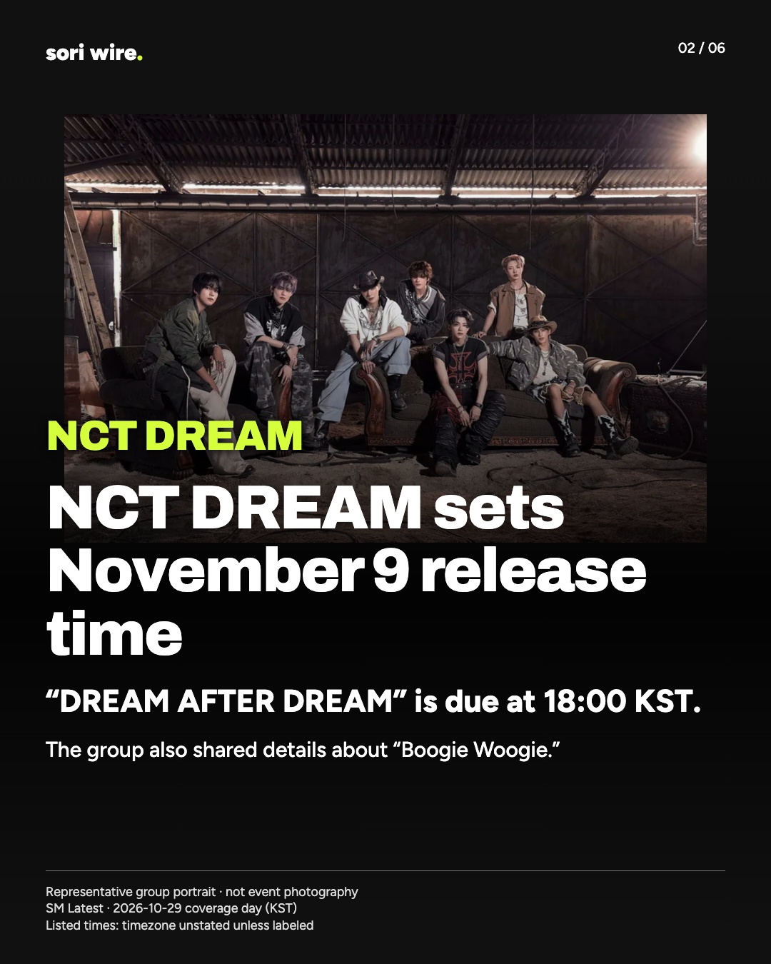 NCT DREAM sets November 9 release time — “DREAM AFTER DREAM” is due at 18:00 KST.