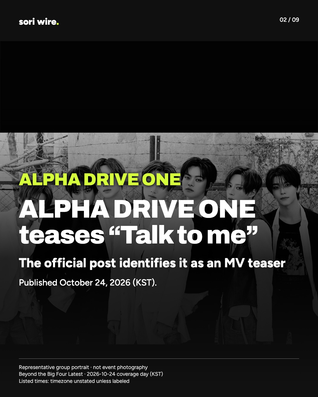 ALPHA DRIVE ONE teases “Talk to me” — The official post identifies it as an MV teaser