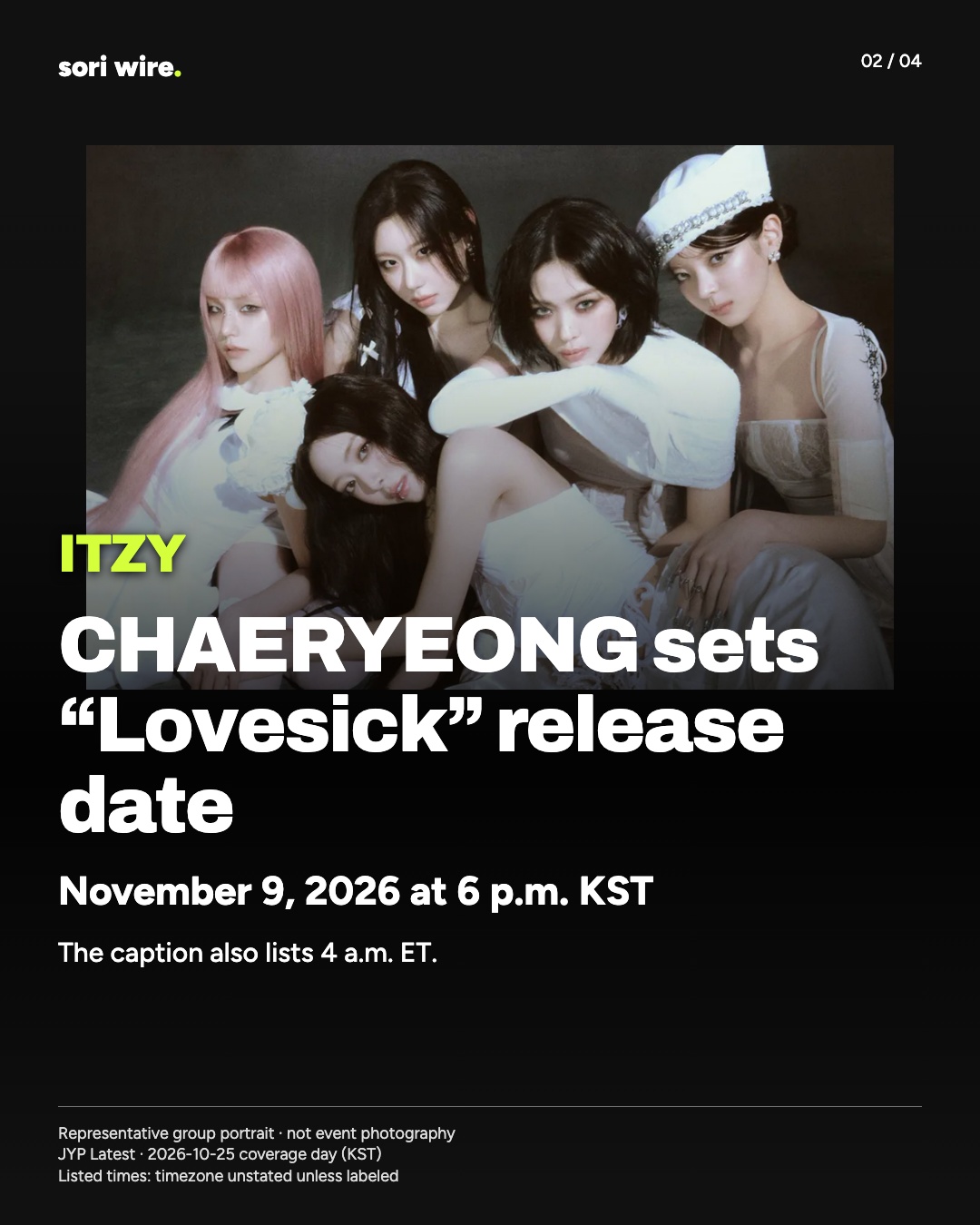 CHAERYEONG sets “Lovesick” release date — November 9, 2026 at 6 p.m. KST