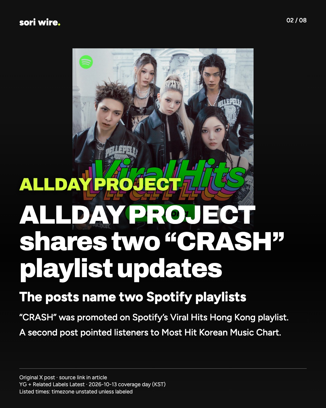 ALLDAY PROJECT shares two “CRASH” playlist updates — The posts name two Spotify playlists