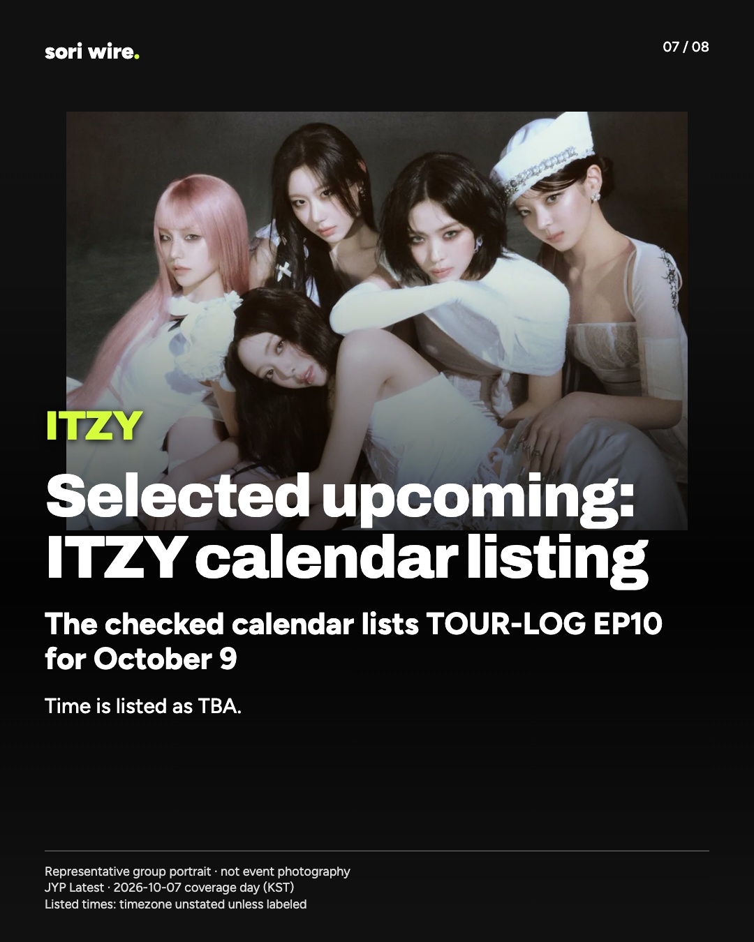Selected upcoming: ITZY calendar listing
