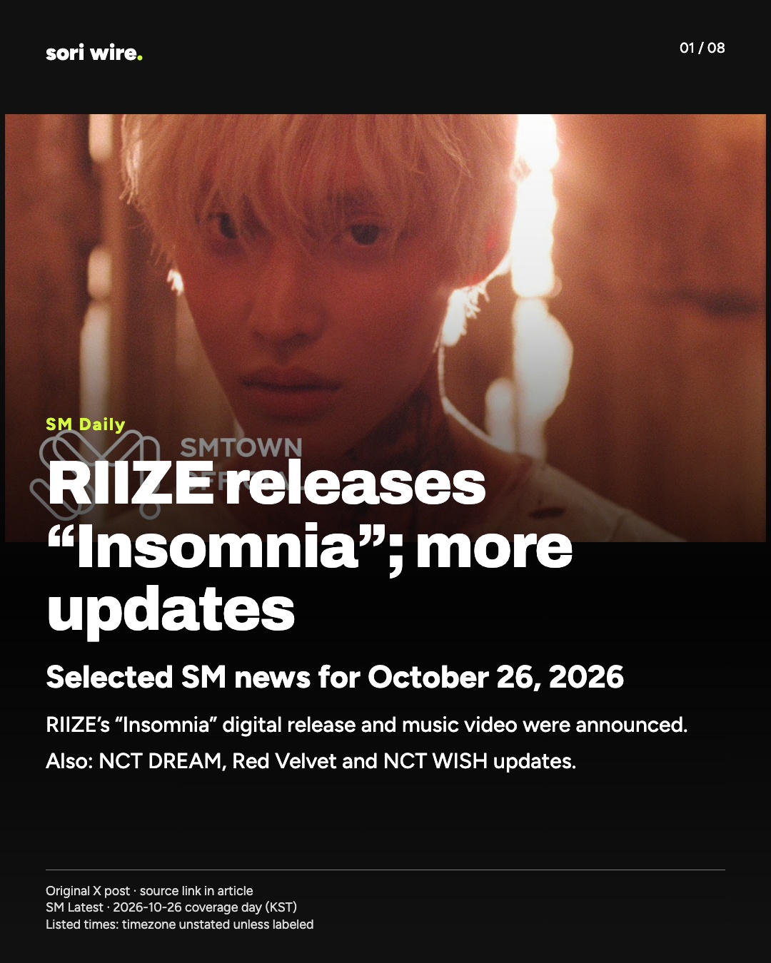 RIIZE releases “Insomnia”; more updates — Selected SM news for October 26, 2026