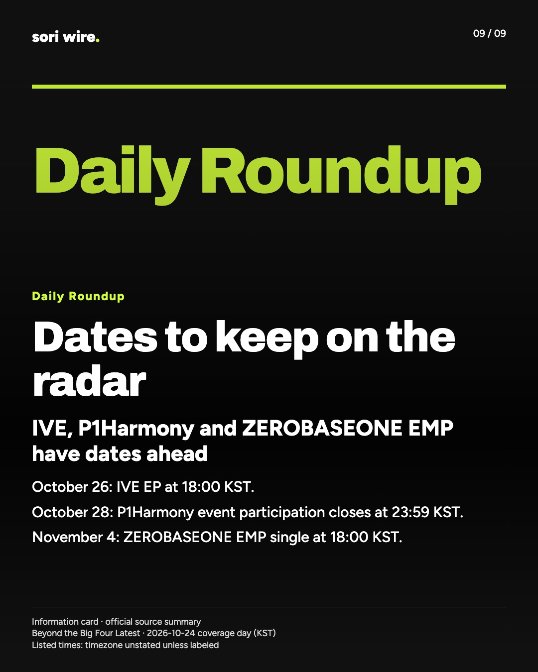 Dates to keep on the radar — IVE, P1Harmony and ZEROBASEONE EMP have dates ahead