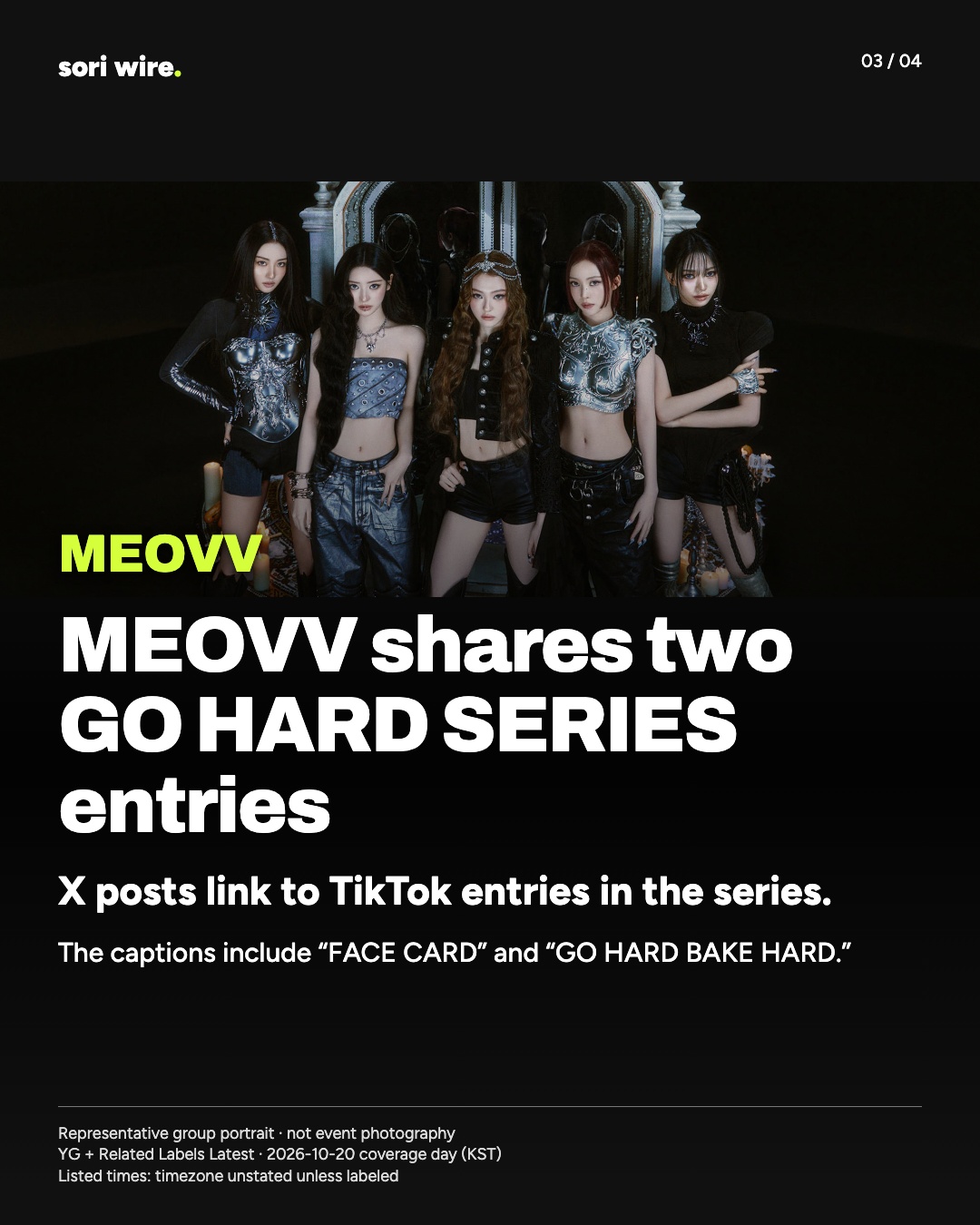 MEOVV shares two GO HARD SERIES entries — X posts link to TikTok entries in the series.