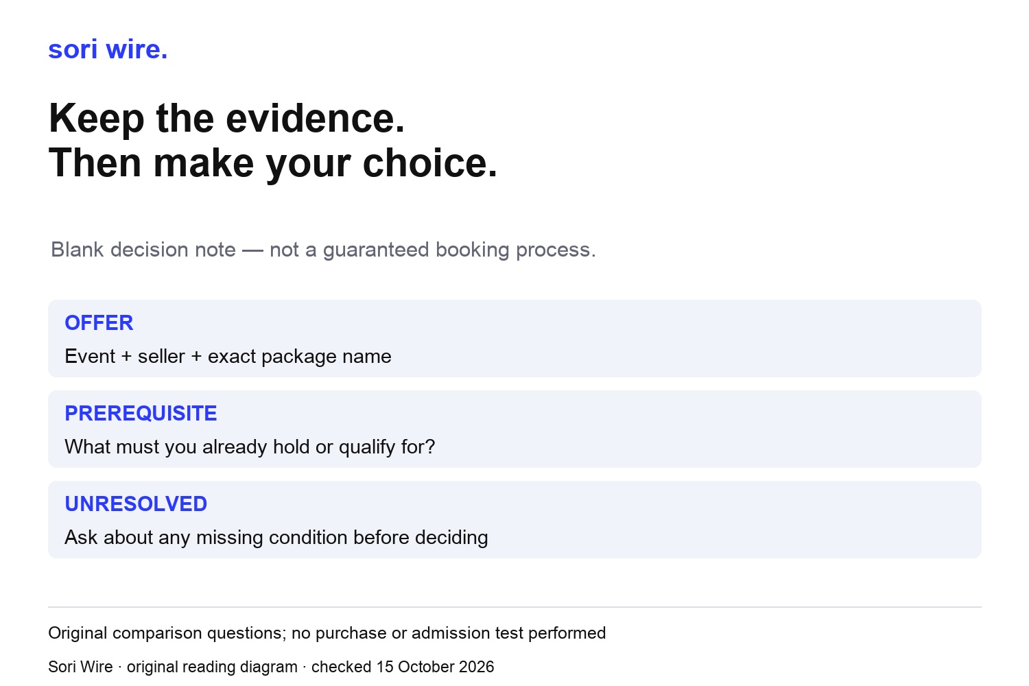 Original comparison questions; no purchase or admission test performed