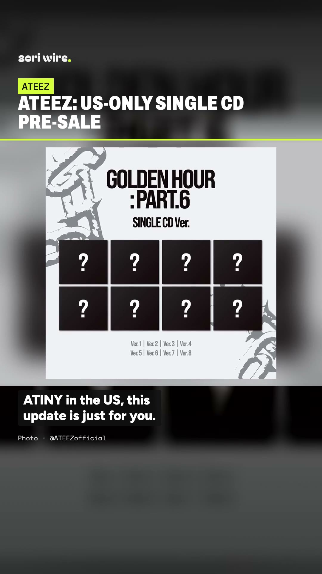 Sori Wire — ATEEZ GOLDEN HOUR : Part.6 gets a US-only Single CD pre-sale